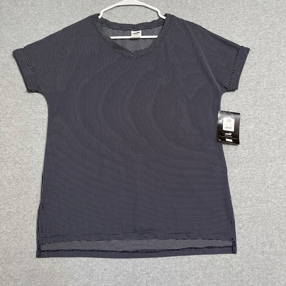 Avia Top Womens Small Blue Tunic Short Sleeve V-Neck Wicking Breathable New